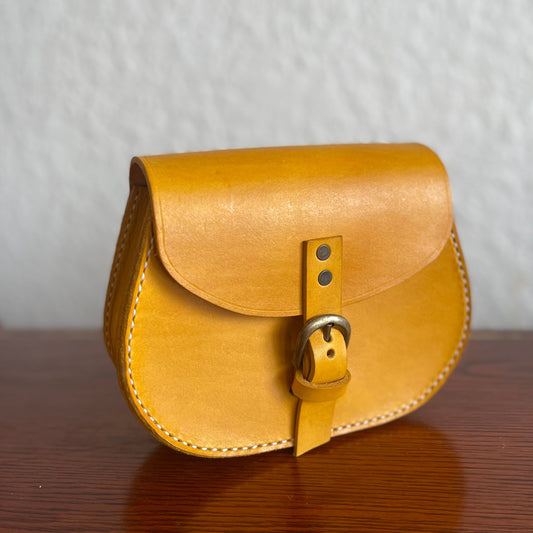 saddle stiched genuine leather sling bag