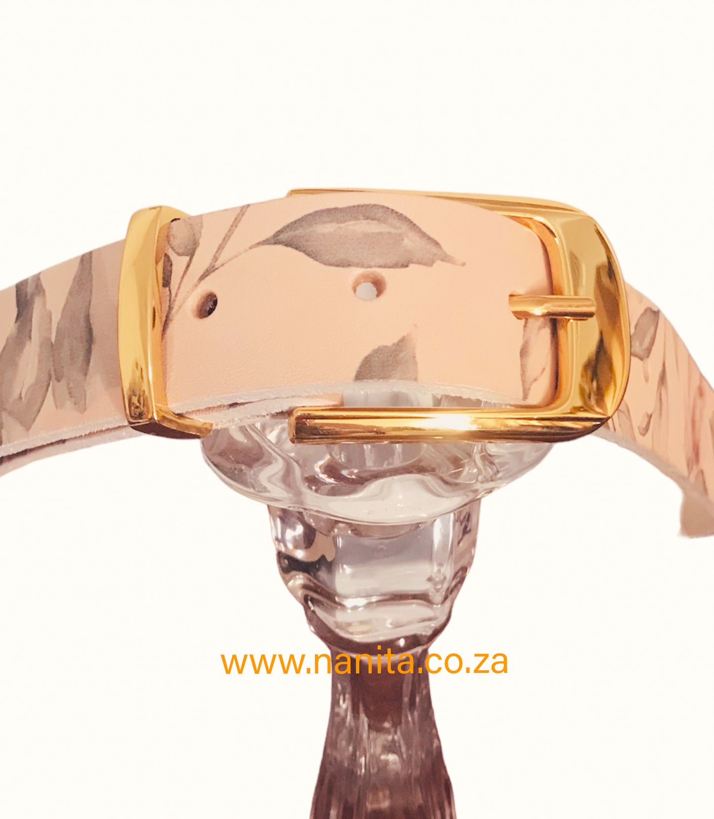 Genuine leather floral nude belt