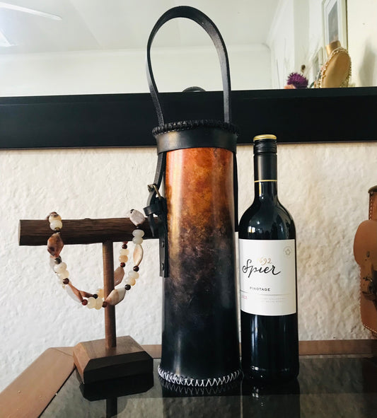 hand sticthed handmade genuine leather wine tote bag by NaniTa & Cio
