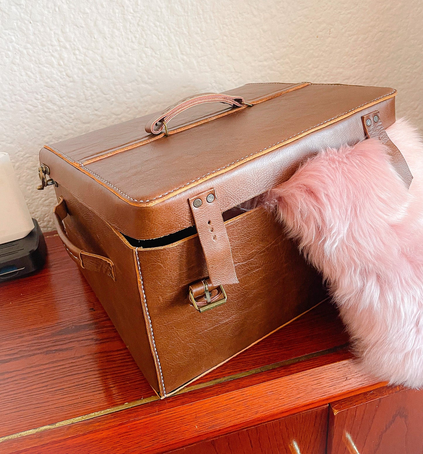 genuine leather large brown gift box 