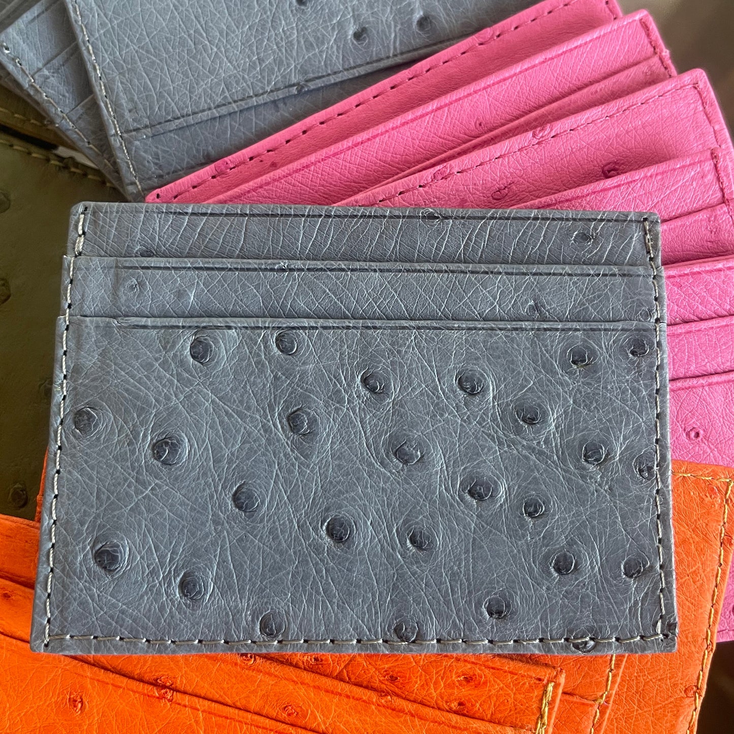 Grey Ostrich card holders