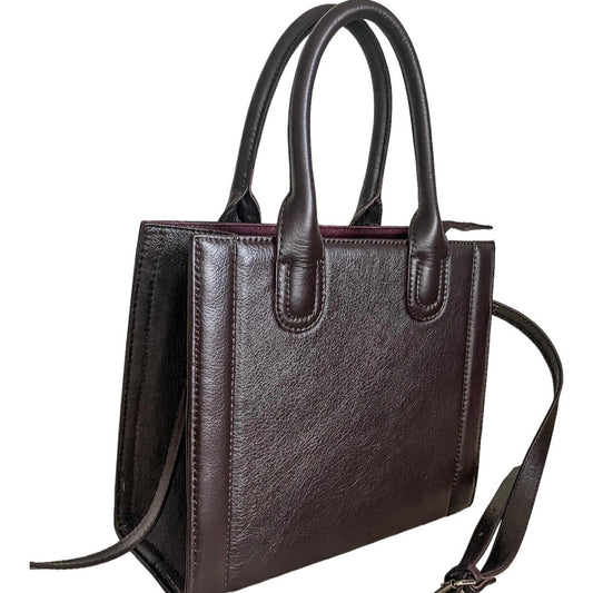 Genuine handcrafted  chocolate brown leather bag