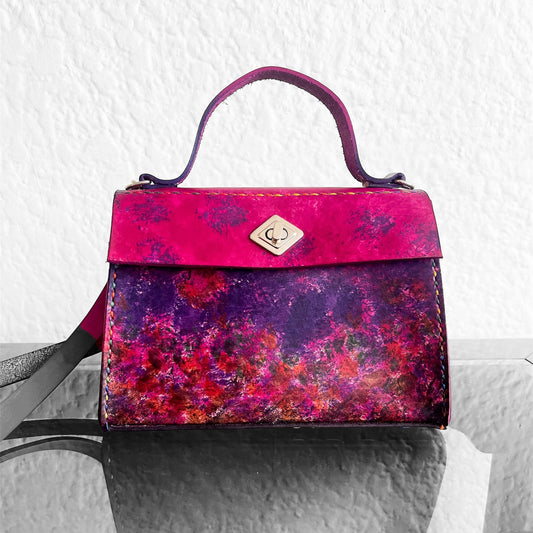 Genuine leather mini tote bag multi-colour