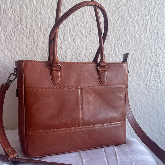 Genuine leather brown laptop bag by NaniTa & Co