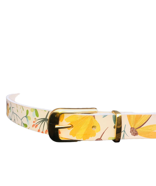 Floral genuine leather belts